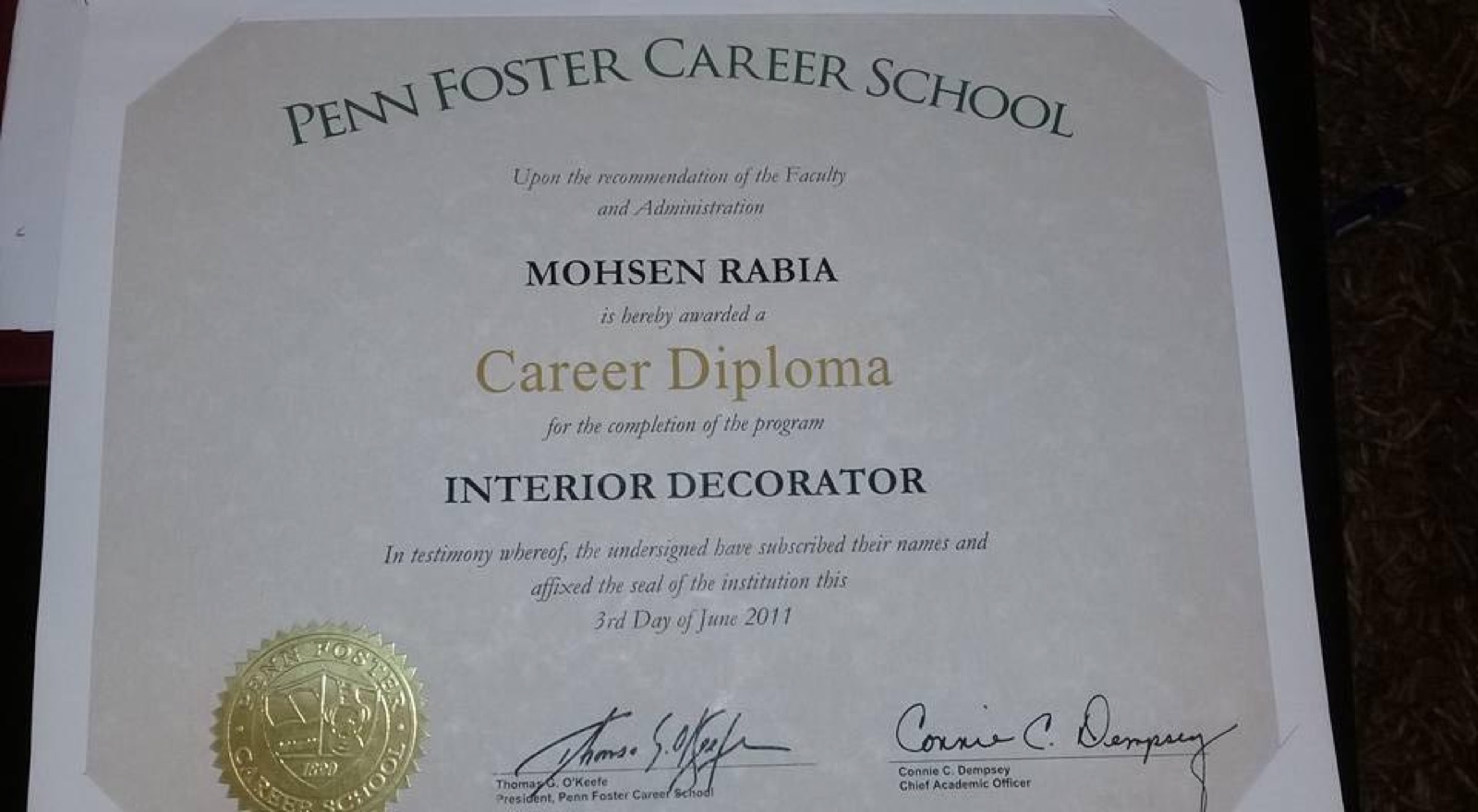 Career Diploma, Interior Decorator