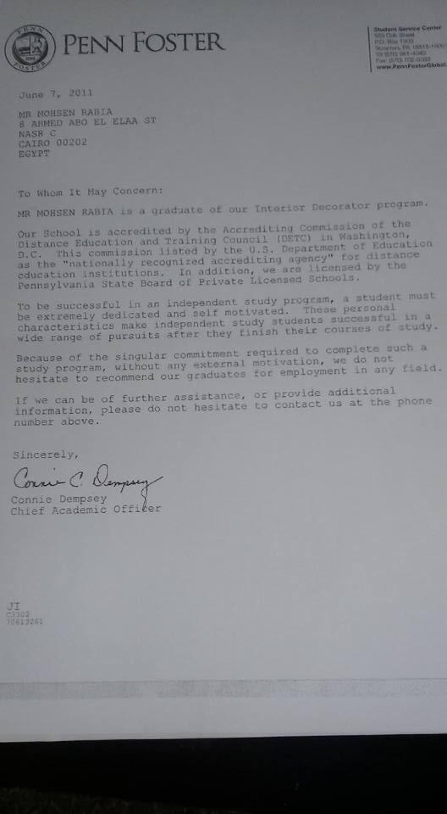 Graduate Recommendation Letter